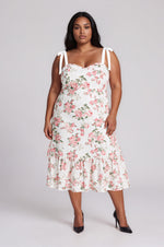 Villa Garden Eyelet Midi Dress - White/Pink (Final Sale)