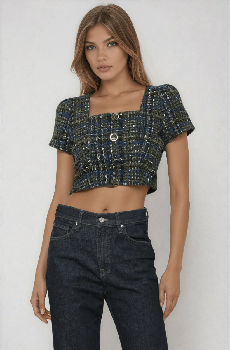 Adelyn Rae - Lauren Tweed Cropped Top (Final Sale)
