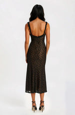 Alegra Stretch Lace Midi Dress – Black