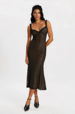 Alegra Stretch Lace Midi Dress – Black