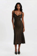 Alegra Stretch Lace Midi Dress – Black