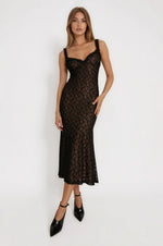 Alegra Stretch Lace Midi Dress – Black