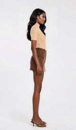 Azalea Corduroy Mini Skirt – Slate Brown