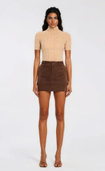 Azalea Corduroy Mini Skirt – Slate Brown