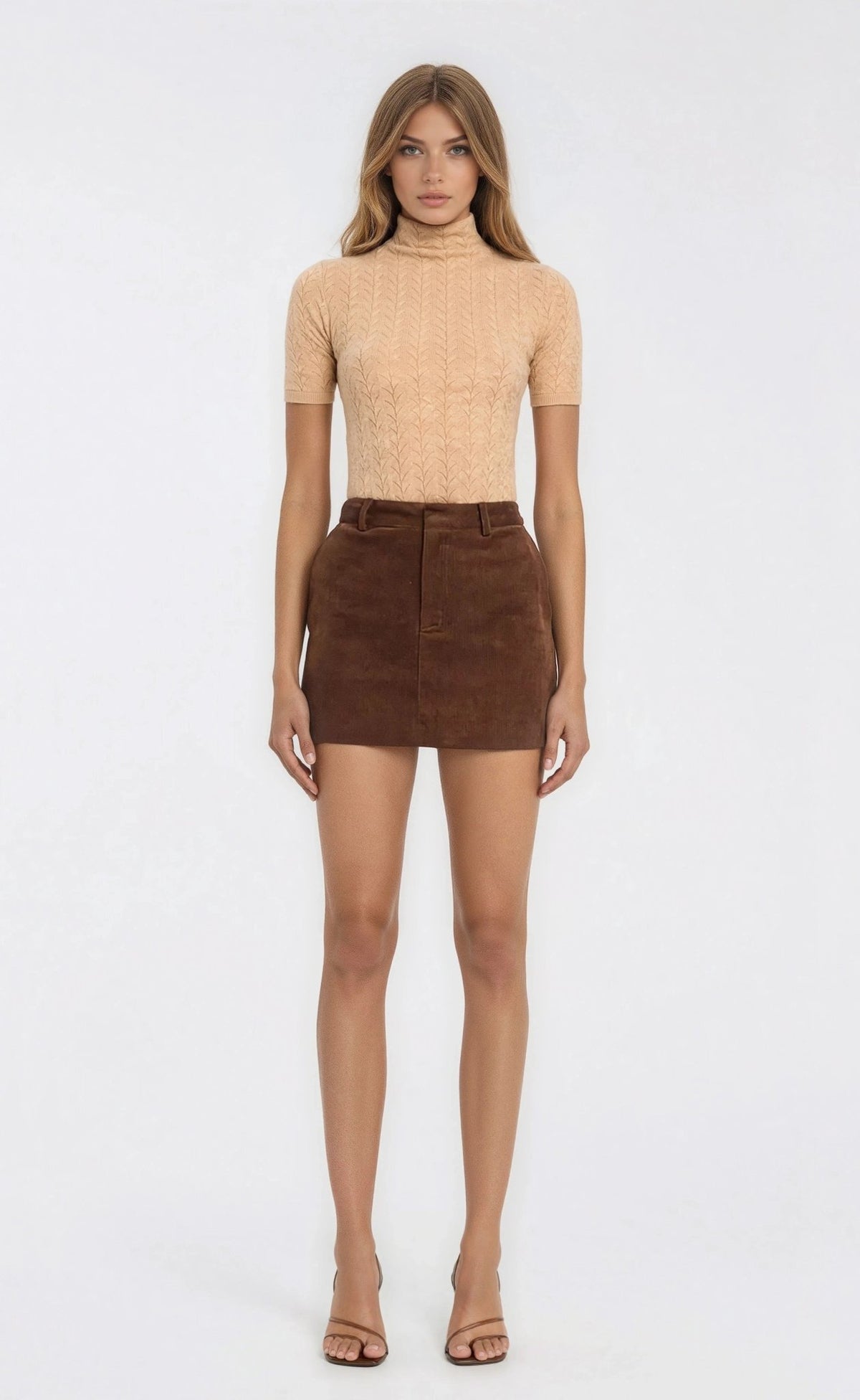 Azalea Corduroy Mini Skirt – Slate Brown