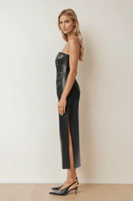 Bardot Eleni Faux Leather Midi Dress – Black