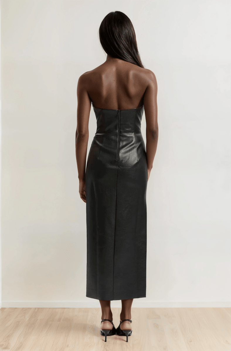 Bardot Eleni Faux Leather Midi Dress – Black