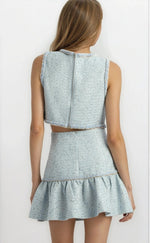 Elina Boucle Mini Skirt - Blue Boucle