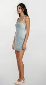 Elina Fringe Boucle Mini Dress – Blue Boucle