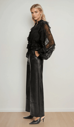 Bardot Frill Embroidered Blouse – Black