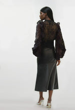 Frill Embroidered Blouse – Black