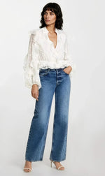 Frill Embroidered Blouse – Orchid White