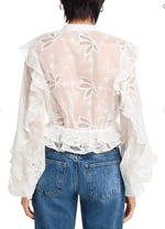 Bardot Frill Embroidered Blouse – Orchid White