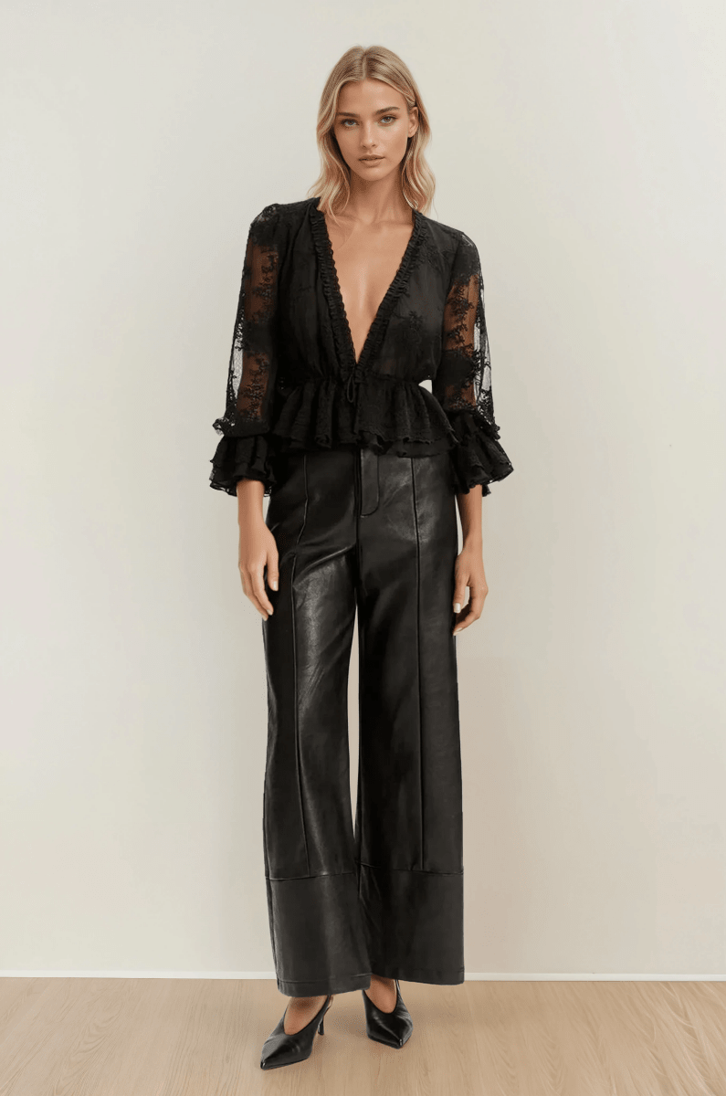 Bardot Natoli Embroidered Mesh Blouse – Black