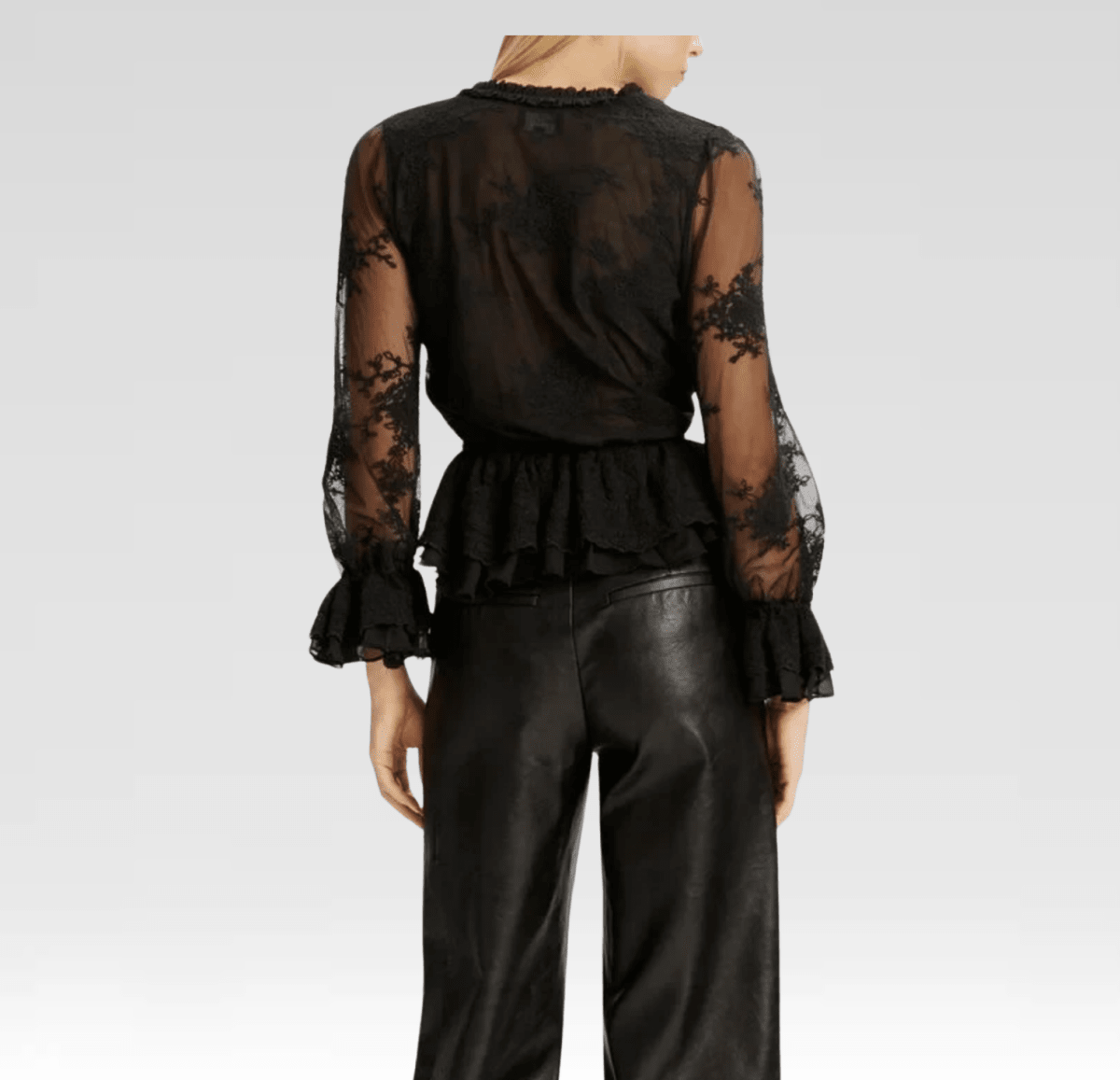 Bardot Natoli Embroidered Mesh Blouse – Black