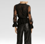 Bardot Natoli Embroidered Mesh Blouse – Black