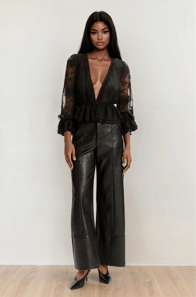 Bardot Natoli Embroidered Mesh Blouse – Black