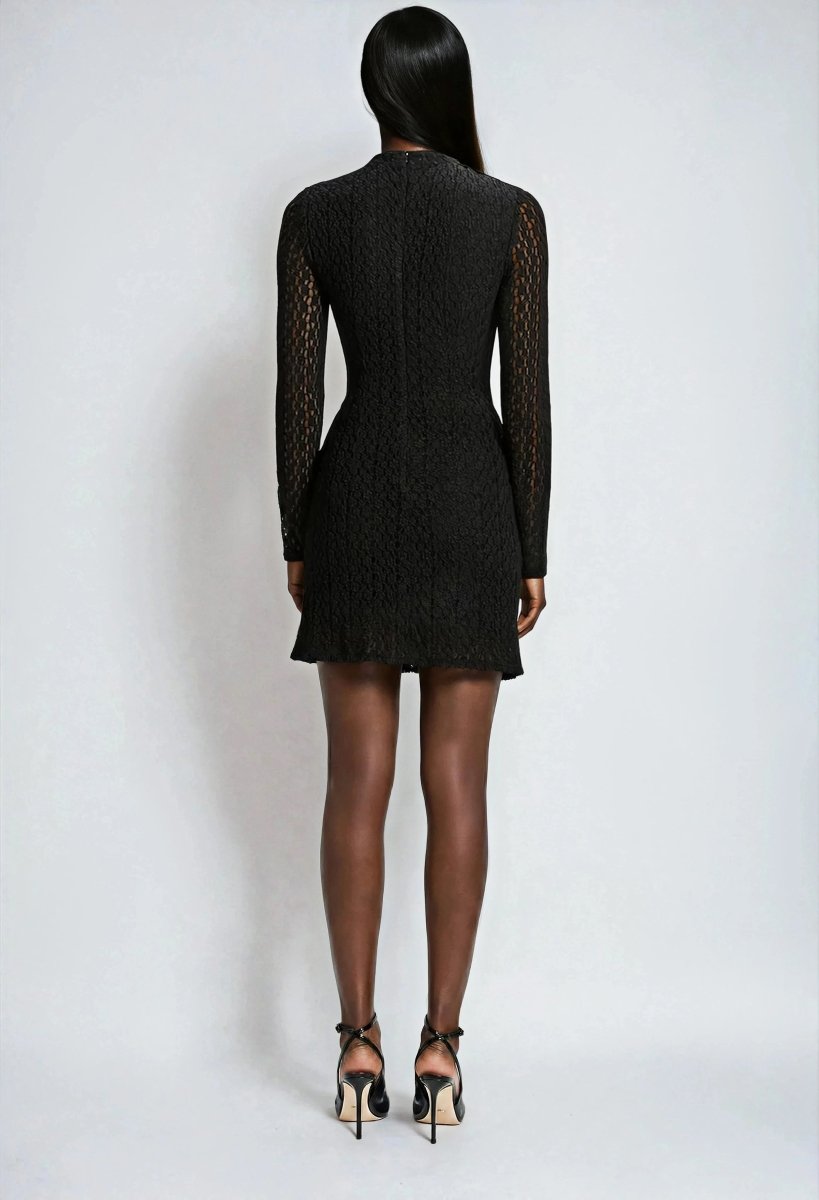 Vezza Floral Mesh Dress – Black