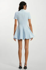 Zephyra Collar Mini Dress – Soft Blue