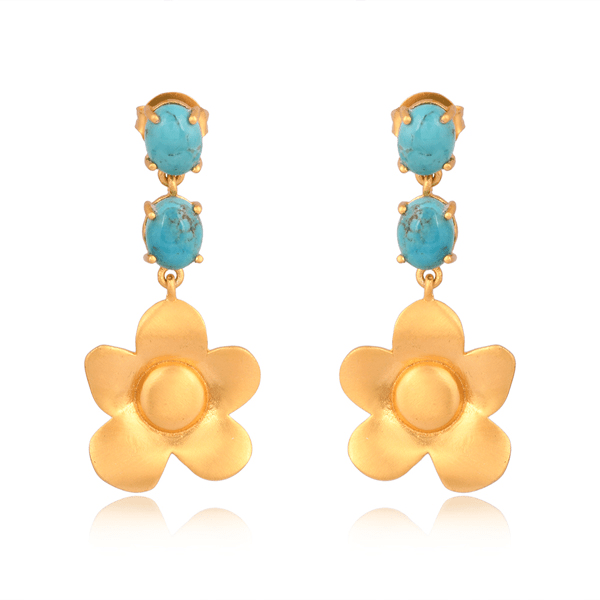 Beachside Bloom Drop Earrings - Turquoise