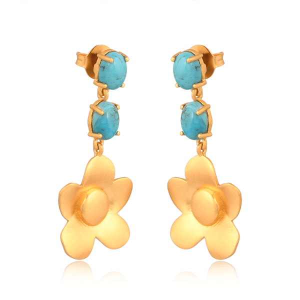 Beachside Bloom Drop Earrings - Turquoise