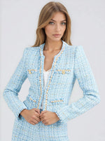 Betsy Buttoned Tweed Blazer - Sky Blue - XO, Tina