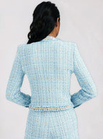 Betsy Buttoned Tweed Blazer - Sky Blue - XO, Tina