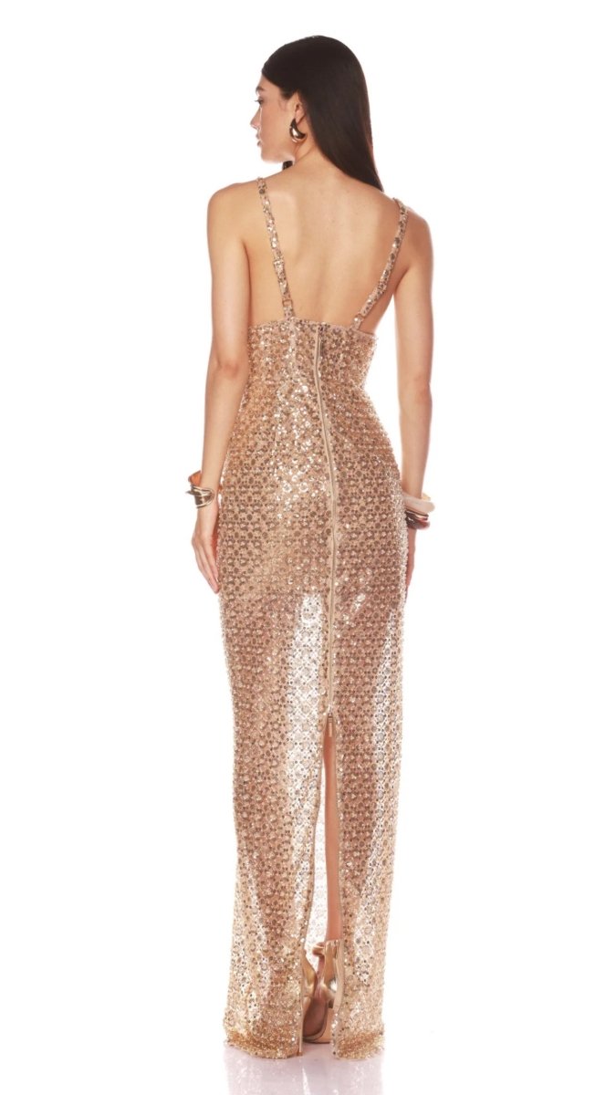 Bronx and Banco - Allegra Gold Sequin Maxi Dress