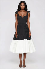 Catalina Midi Dress – Black/Beige