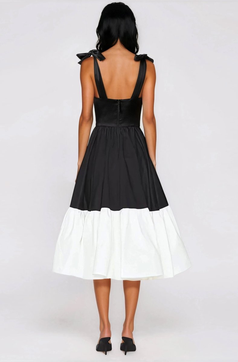 Catalina Midi Dress – Black/Beige