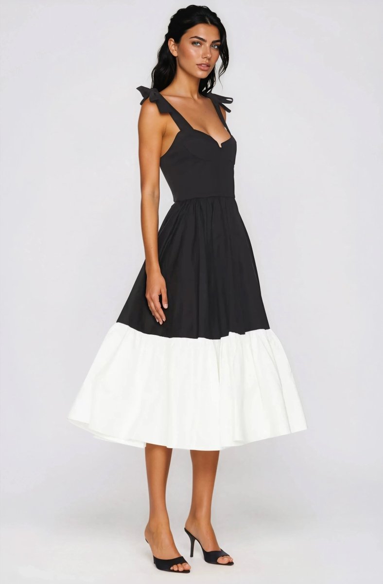 Catalina Midi Dress – Black/Beige