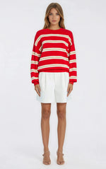 Cassian Sweater – Cherry/Sand/Eggshell