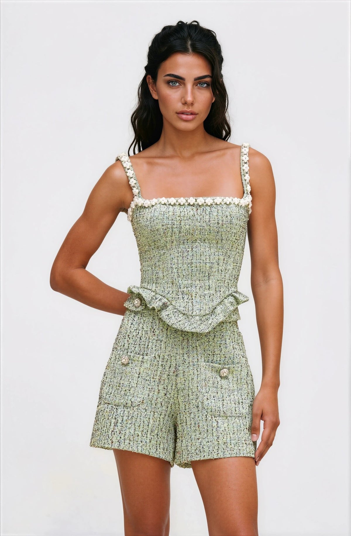 Crystal Tweed Short – Green