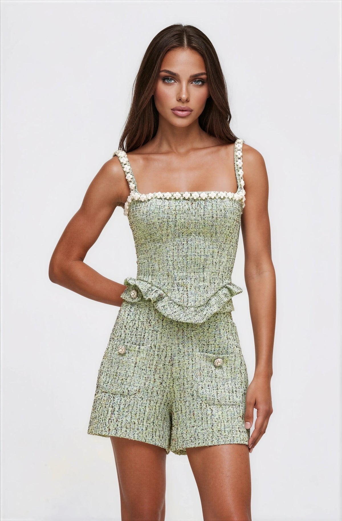 Crystal Tweed Short – Green