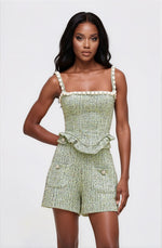 Crystal Tweed Top – Green