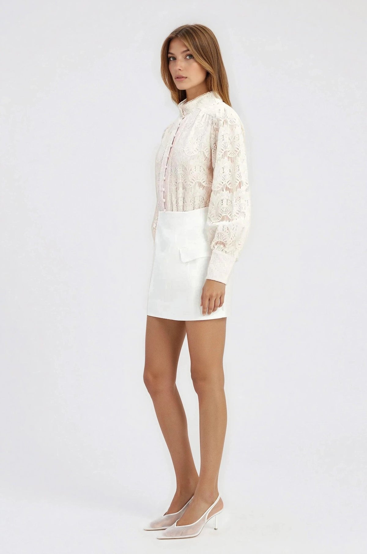 Delphi Linen Mini Skirt – Orchid White