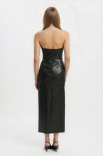 Eleni Vegan Leather Midi Dress - Black - XO, Tina