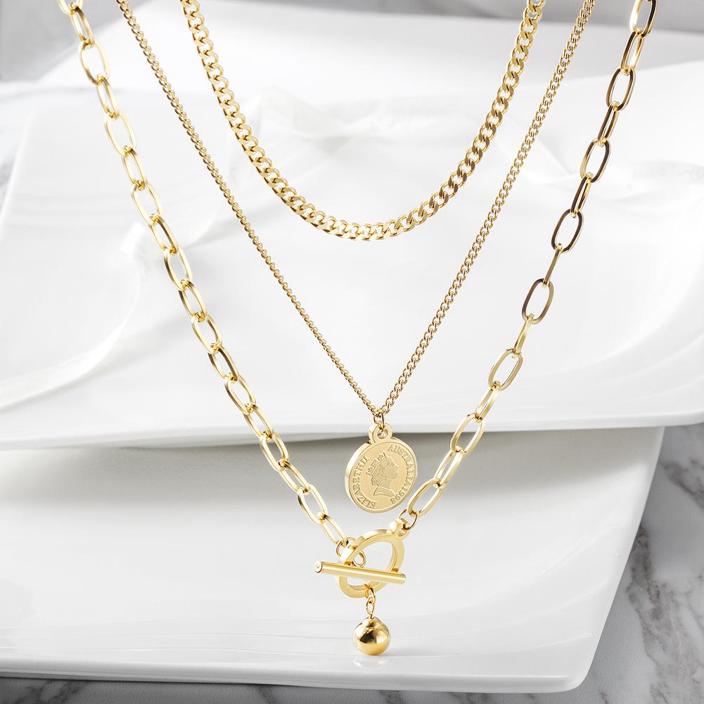 Elizabeth Coin Layered Necklace Gold Plated Delicate