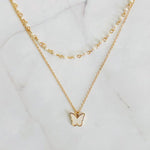 Ellison and Young - Layered Pearl Chain Butterfly Necklace