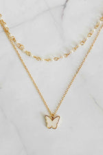 Ellison and Young - Layered Pearl Chain Butterfly Necklace