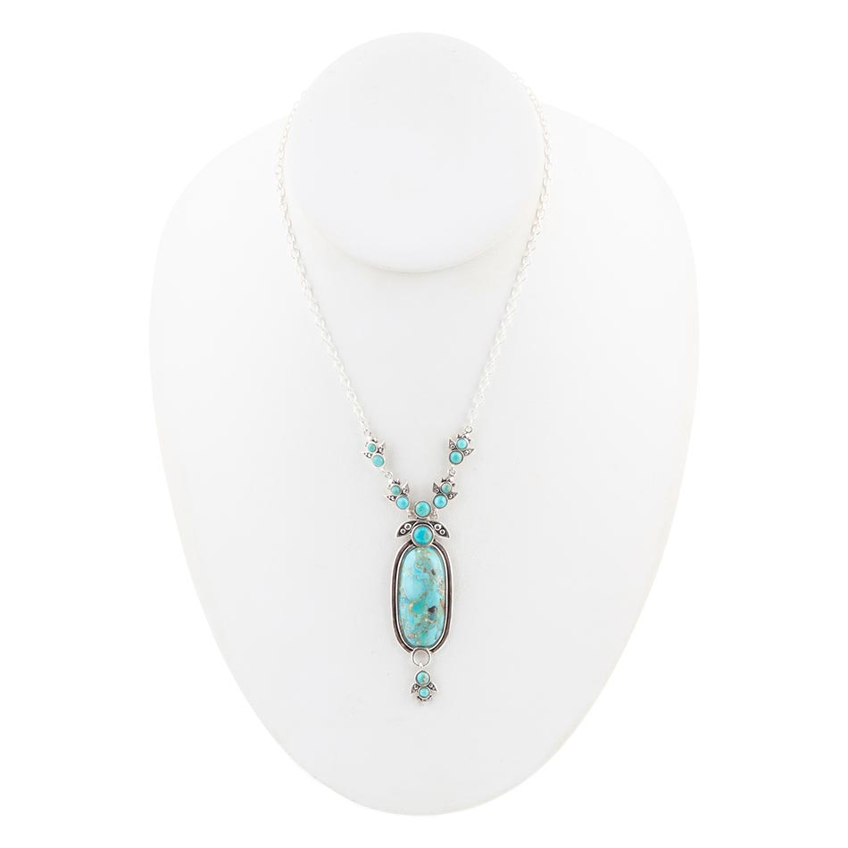 Emile Sterling Silver & Blue Turquoise Pendant Necklace