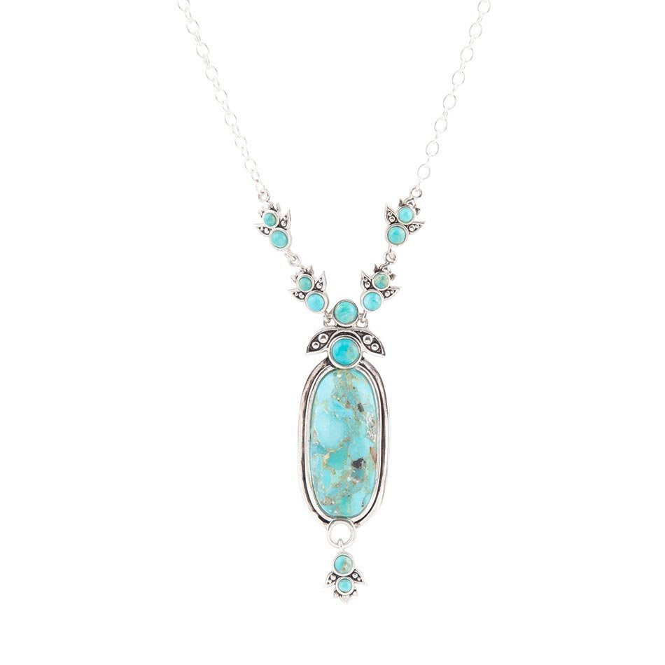 Emile Sterling Silver & Blue Turquoise Pendant Necklace