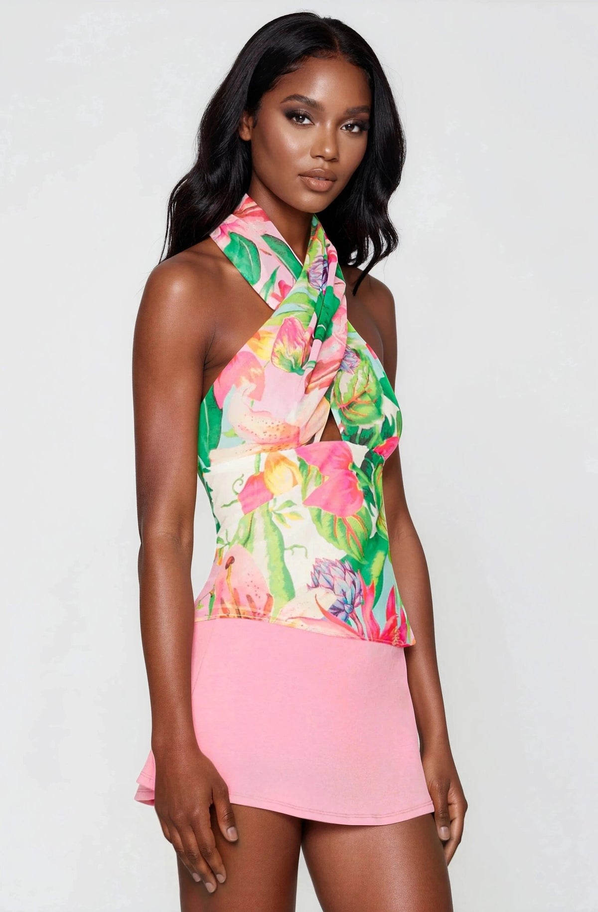 Fontes Halter Neck Top – Pink Floral (Final Sale)