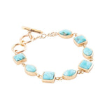 Genuine Blue Turquoise Hammered Link Bracelet