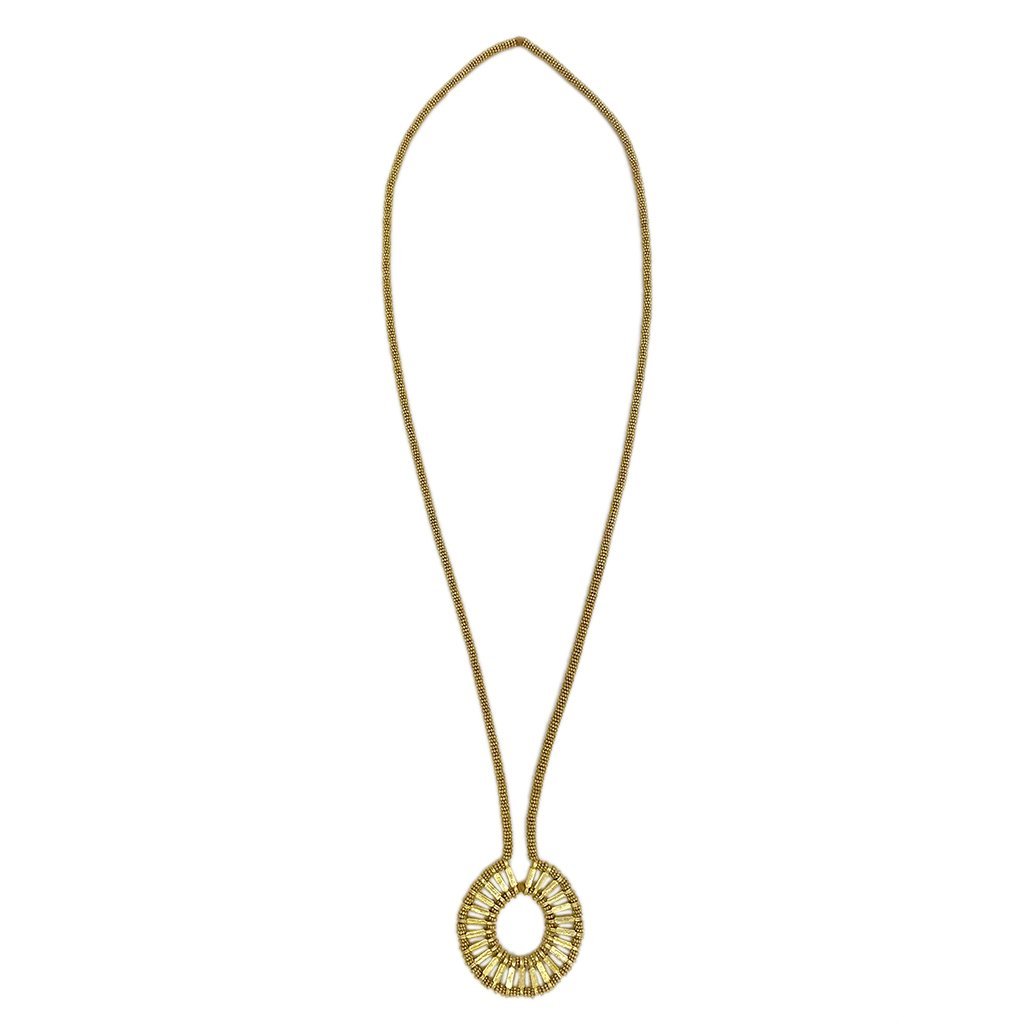 Golden Halo Necklace Handmade Metal Bead Indian Pendant