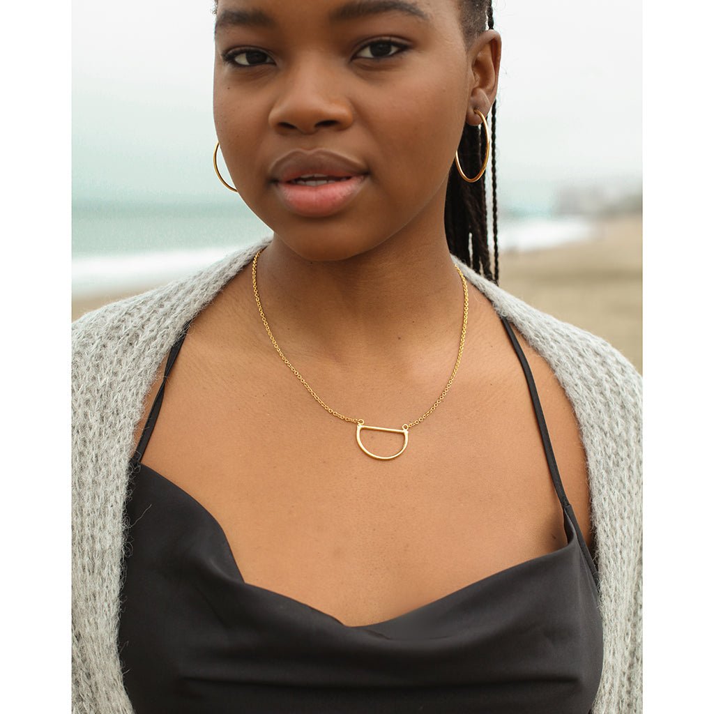 Half Moon Necklace Minimalist Silver Crescent Pendant Recycled Chain