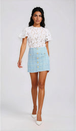 Jinny Tweed Skirt - Sky Blue - XO, Tina