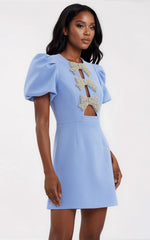 Juliana Puff Sleeve Mini – Blue