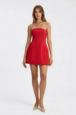 Karoline Hourglass Mini Dress – Deep Red (Final Sale)