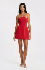 Karoline Hourglass Mini Dress – Deep Red (Final Sale)